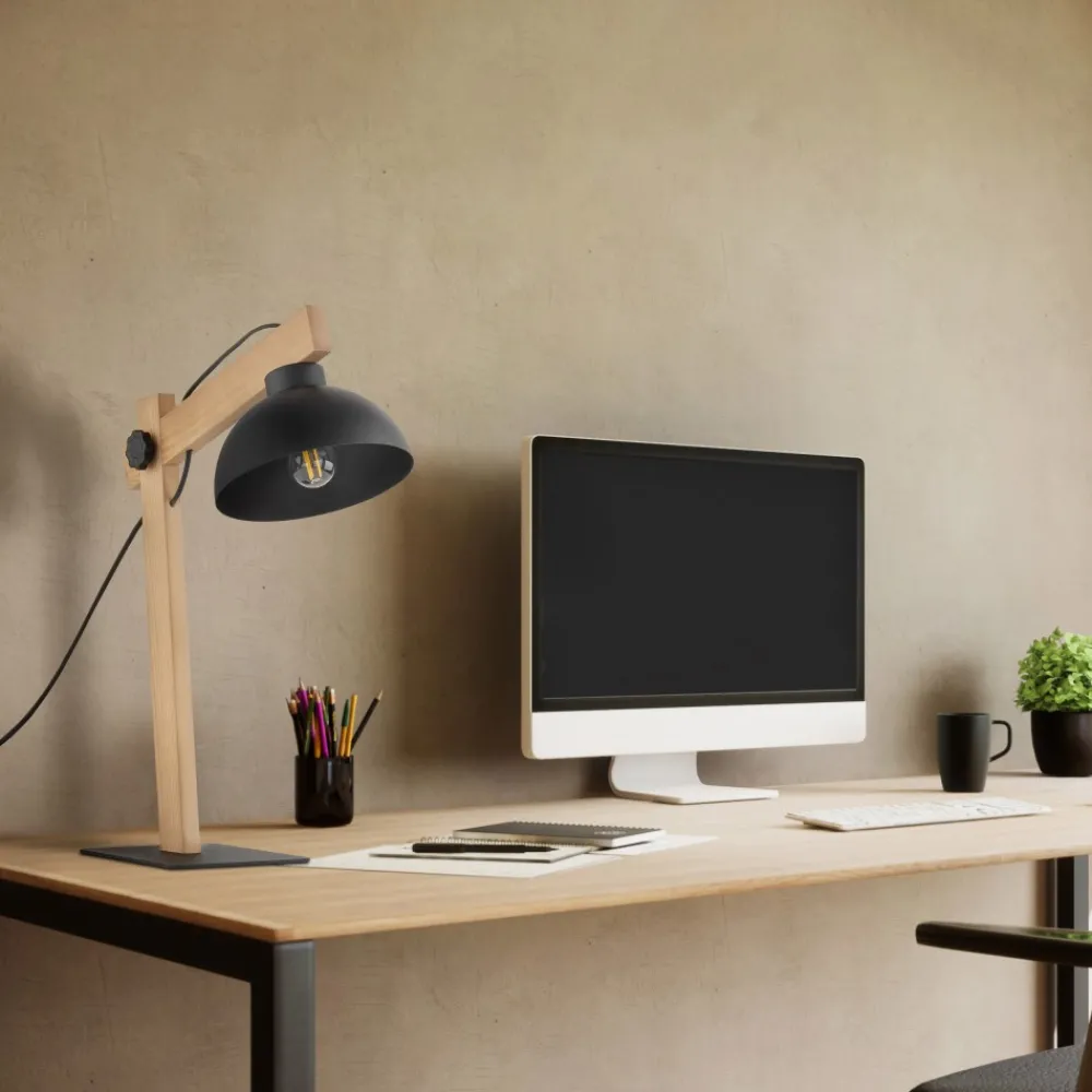 Lampka Nocna OSLO Czarny Metalowy Klosz 52cm * TK Lighting Outlet