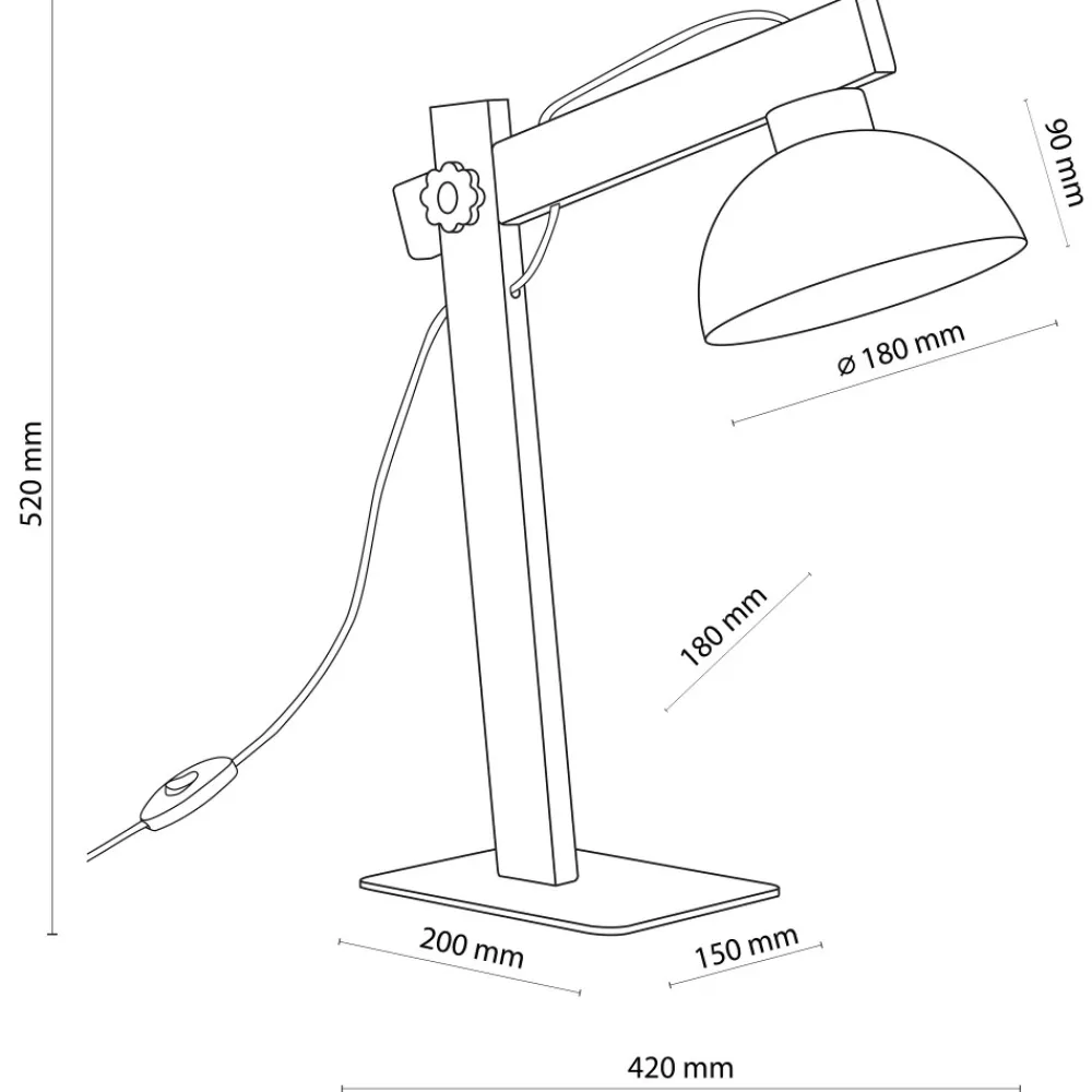 Lampka Nocna OSLO Czarny Metalowy Klosz 52cm * TK Lighting Outlet