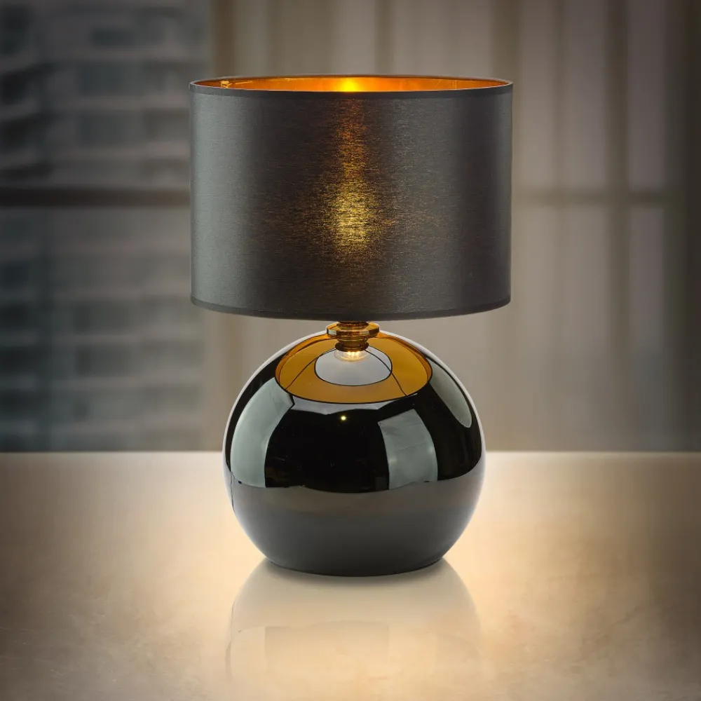 Lampka Nocna PALLA Czarny Złoty Abażur 36cm * TK Lighting