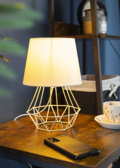 Lampka nocna stołowa Diament biała * Bodek Sale