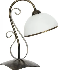 Lampka Stołowa ANTICA Złoty Czarny Szklany Klosz 1xE27 37cm * Luminex Clearance