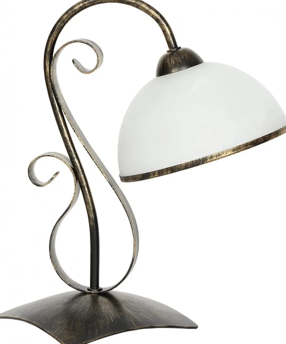 Lampka Stołowa ANTICA Złoty Czarny Szklany Klosz 1xE27 37cm * Luminex Clearance