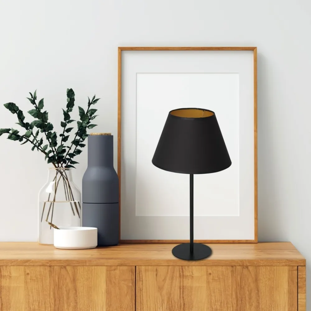 Lampka Stołowa ARDEN Czarny Złoty Abażur Stożek 1xE27 56cm * Luminex Best