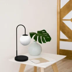 Lampka Stołowa CAMBRIDGE Czarny Biały Szklany Klosz 1xE14 52cm * Luminex