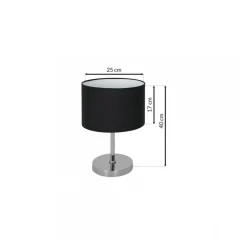 Lampka Stołowa CASINO Czarny Srebrny Abażur 1xE27 40cm * Eko-light Hot