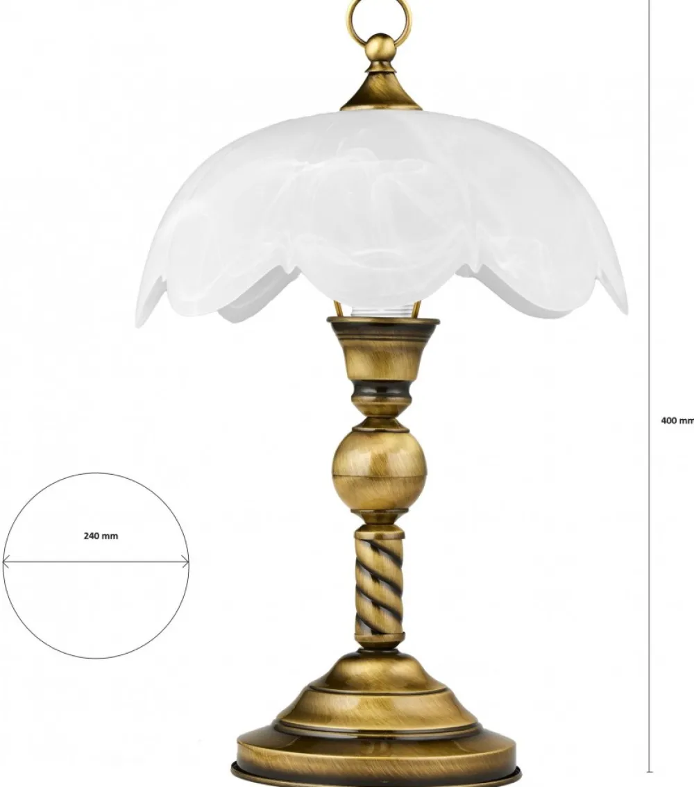 Lampka Stołowa Patyna Biały Szklany Klosz 1xE27 40cm * Jupiter Online