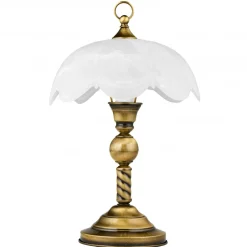 Lampka Stołowa Patyna Biały Szklany Klosz 1xE27 40cm * Jupiter Online