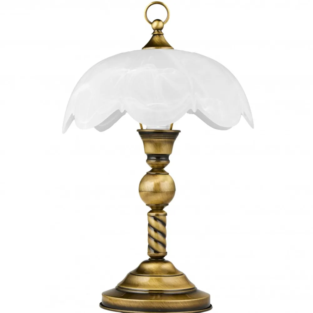 Lampka Stołowa Patyna Biały Szklany Klosz 1xE27 40cm * Jupiter Online