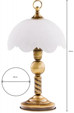 Lampka Stołowa Patyna Biały Szklany Klosz 1xE14 47cm * Jupiter Online