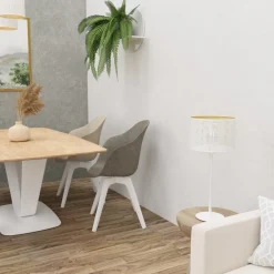 Lampka Stołowa LOFT SHADE Biały Złoty Klosz z Tworzywa 1xE27 56cm * Luminex Clearance