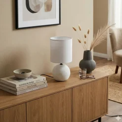 Lampka stołowa Timeo Biała żłobienia * Atmosphera Outlet