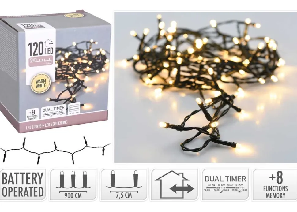 Lampki choinkowe biały ciepły 120 led