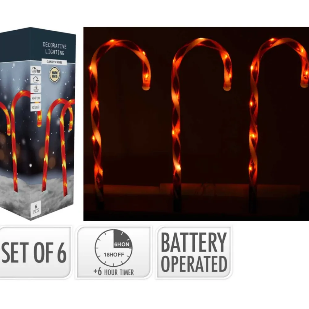 Lampki ogrodowe w kształcie lasek cukrowych LED 6 szt. h47 cm * H&S Decoration Best