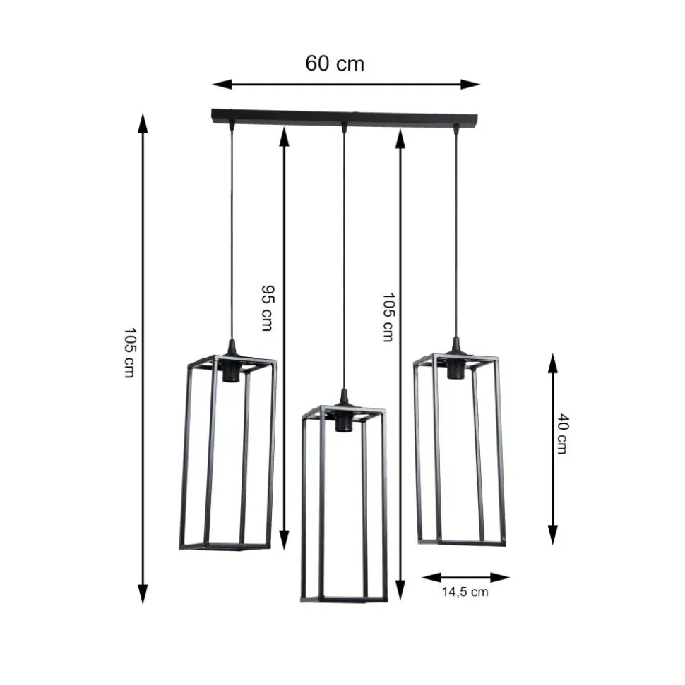Lampy sufitowa geometryczna czarna 60 cm LOFT