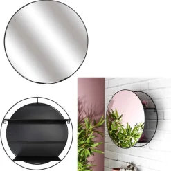 Lustro ścienne z półkami LOFT ROUND