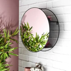 Lustro ścienne z półkami LOFT ROUND