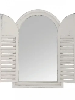 Lustro z okiennicami w białym postarzanym kolorze 37 x H59 cm * Esschert Design Online