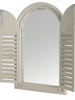 Lustro z okiennicami w białym postarzanym kolorze 37 x H59 cm * Esschert Design Online