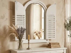 Lustro z okiennicami w białym postarzanym kolorze 37 x H59 cm * Esschert Design Online