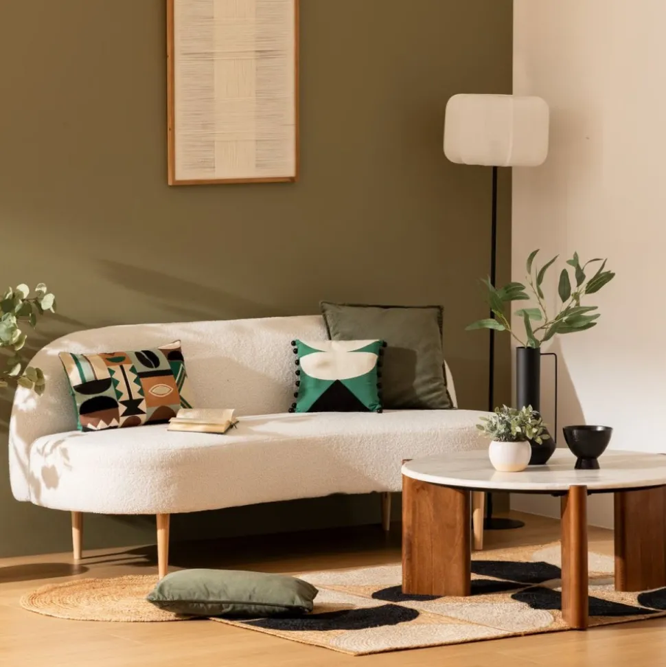 Mała sofa biała boucle Insi