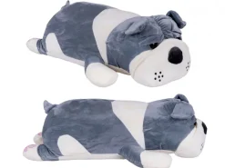 Maskotka z kocykiem BULDOG szary 50 cm koc 160x110 cm