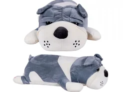 Maskotka z kocykiem BULDOG szary 50 cm koc 160x110 cm