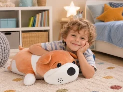 Maskotka z kocykiem BULDOG brąz 50 cm koc 160x110 cm * HowHomely Clearance
