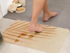 Mata łazienkowa absorbująca SPLIT 45x60 cm liść beż