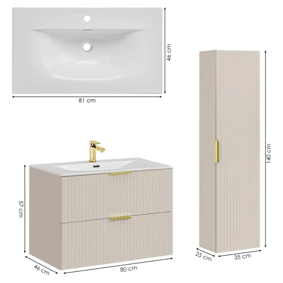 Meble łazienkowe Bella Beige z umywalką