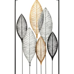 Metalowa ozdoba ścienna liście 37x65 cm