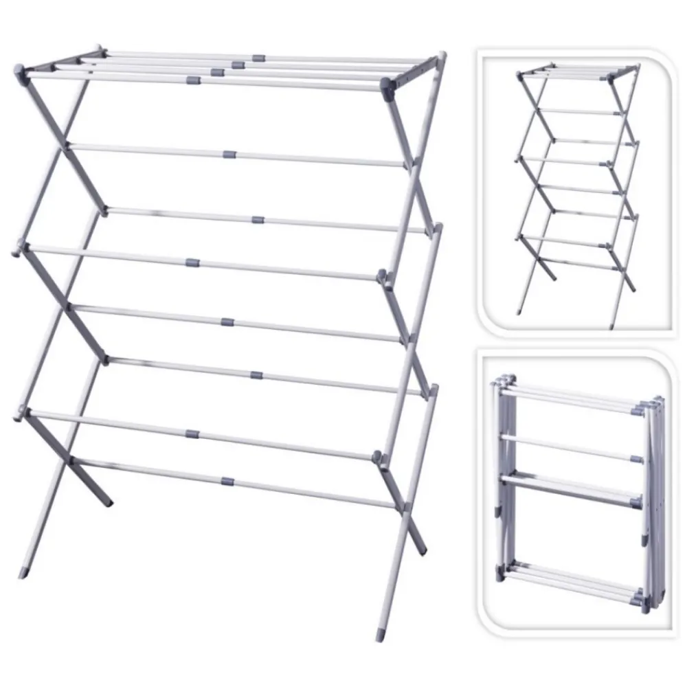 Metalowa suszarka na pranie składana i rozsuwana 75xh104 cm * HowHomely Outlet