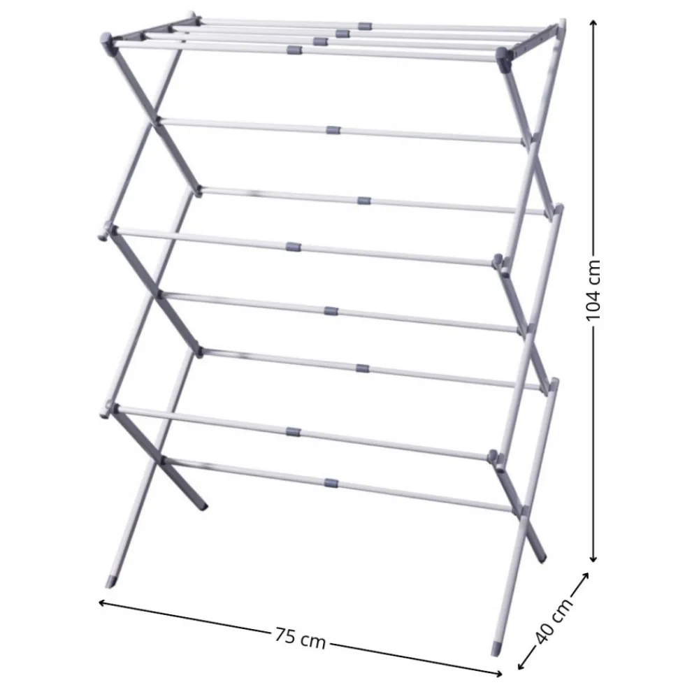 Metalowa suszarka na pranie składana i rozsuwana 75xh104 cm * HowHomely Outlet