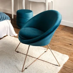 Metalowy fotel Evan Blue Velvet
