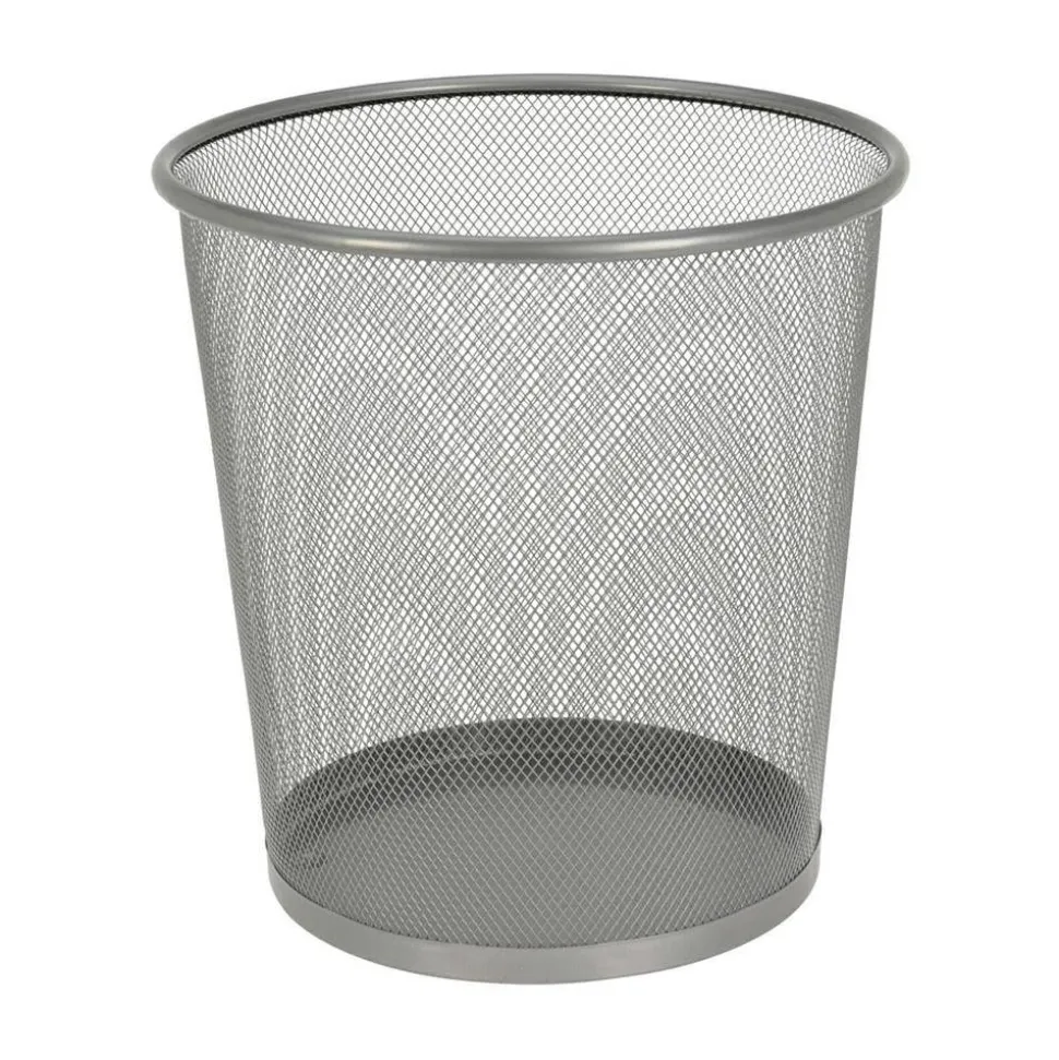 Metalowy kosz na śmieci srebrny 28 cm