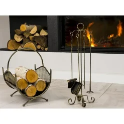 Metalowy ozdobny kosz na drewno Criss czarno złoty 40 cm