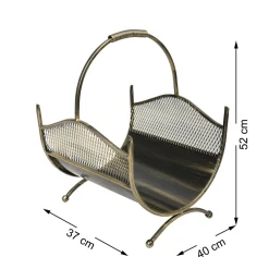 Metalowy ozdobny kosz na drewno Criss czarno złoty 40 cm