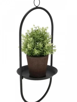 Metalowy czarny kwietnik wiszący z podstawką pojedynczy * Esschert Design Clearance