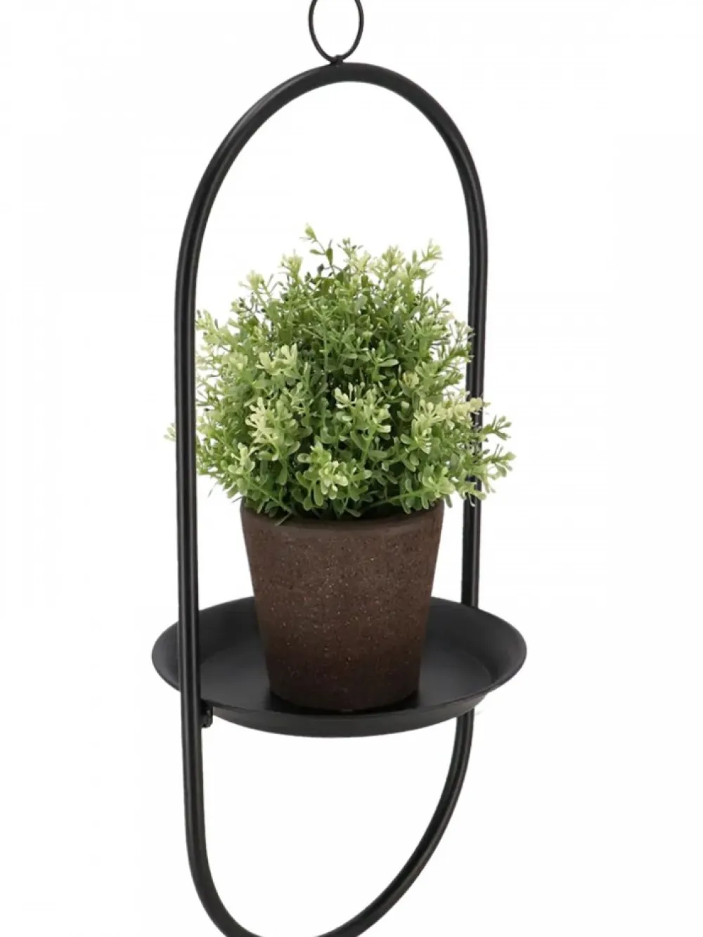 Metalowy czarny kwietnik wiszący z podstawką pojedynczy * Esschert Design Clearance