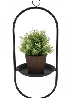 Metalowy czarny kwietnik wiszący z podstawką pojedynczy * Esschert Design Clearance