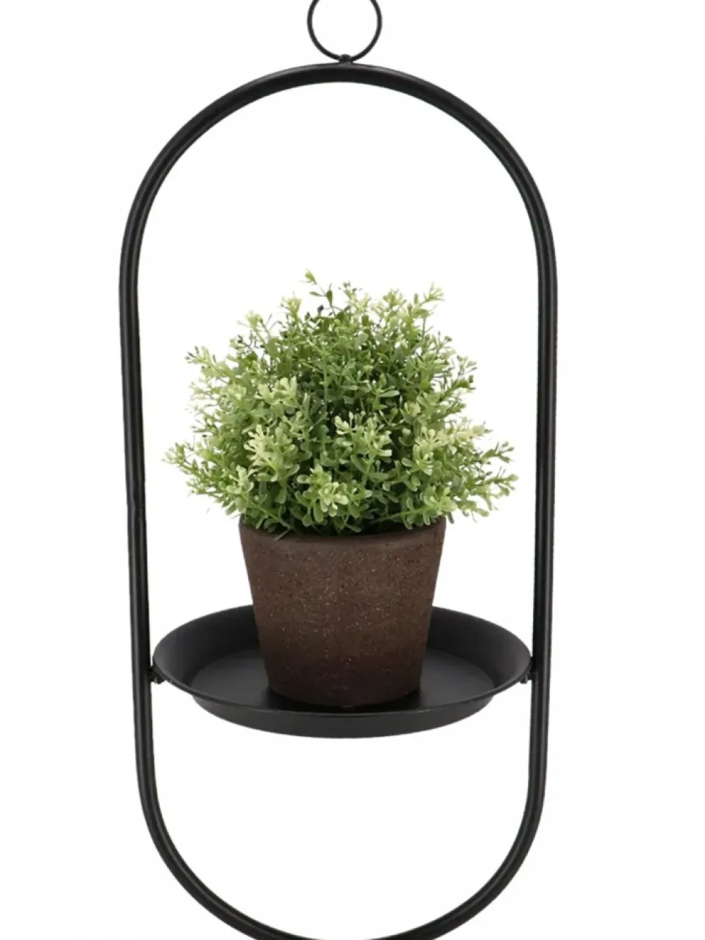Metalowy czarny kwietnik wiszący z podstawką pojedynczy * Esschert Design Clearance