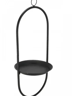 Metalowy czarny kwietnik wiszący z podstawką pojedynczy * Esschert Design Clearance