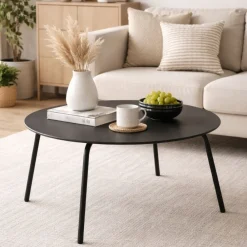 Metalowy stolik kawowy 70xh40 cm czarny mat * HowHomely