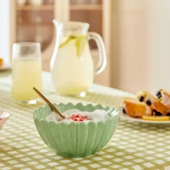 Miska z kamionki Fleur 350 ml zielona