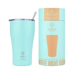 Miętowy kubek termiczny ze słomką 500 ml Bermuda Green