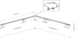 Narożna Lampa Sufitowa Spot MONO Czarny Złoty 8xGU10 2x1,5m