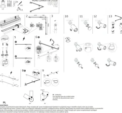 Narożna Lampa Sufitowa Spot MONO Czarny Złoty 8xGU10 2x2m