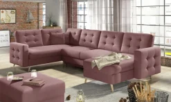 Narożnik z funkcją spania Asgard U Mat Velvet 63 róż