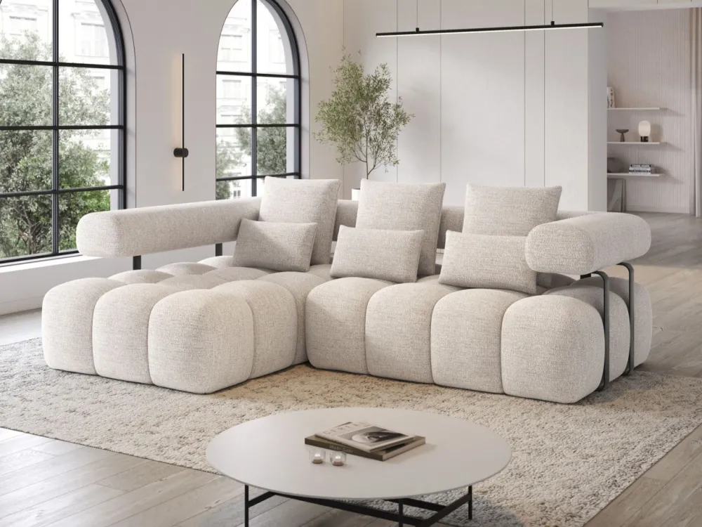 Narożnik rozkładany Levvi L Bazalt 18 beżowy * Eltap Discount