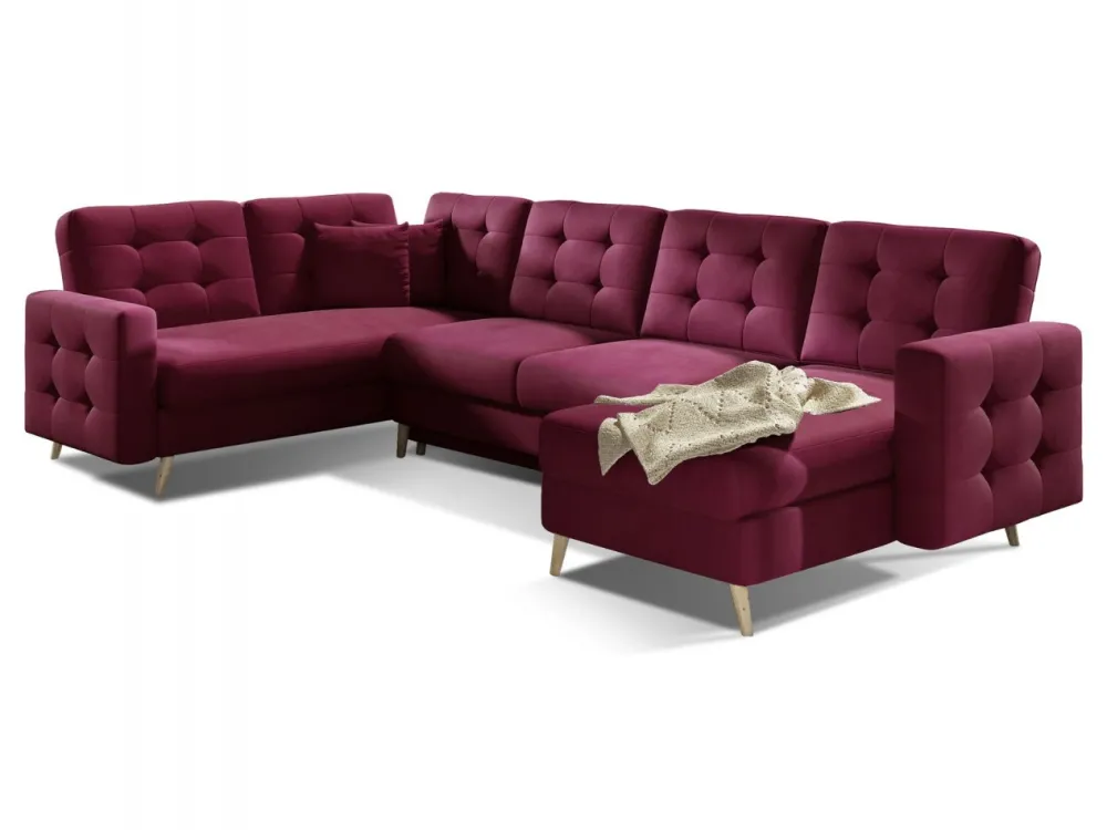 Narożnik z funkcją spania Asgard U Mat Velvet 68 bordowy * Eltap New