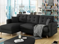 Narożnik z funkcją spania Asgard L Sawana 14 czarny * Eltap Outlet